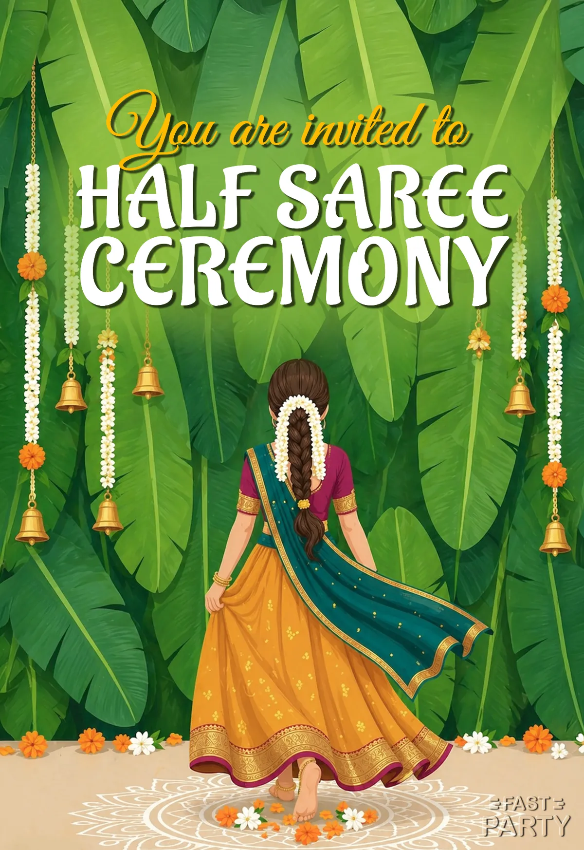 Half Saree Function — Banana Leaf Wall