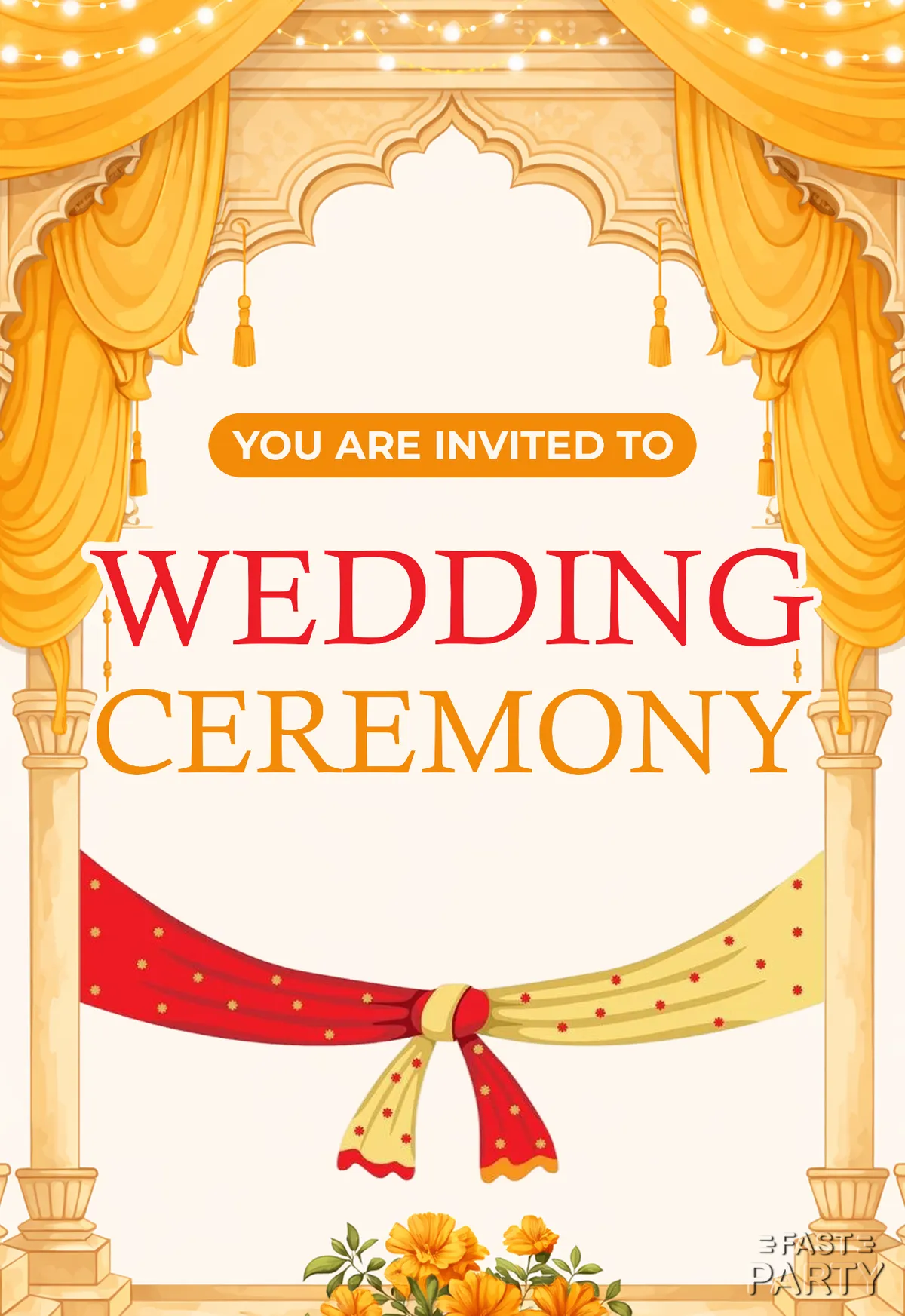 Wedding Ceremony — Gold Draped Arch