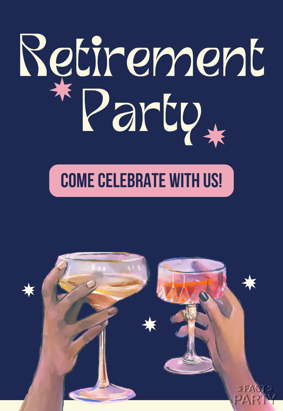 Retirement Party — Navy Coupe Glasses