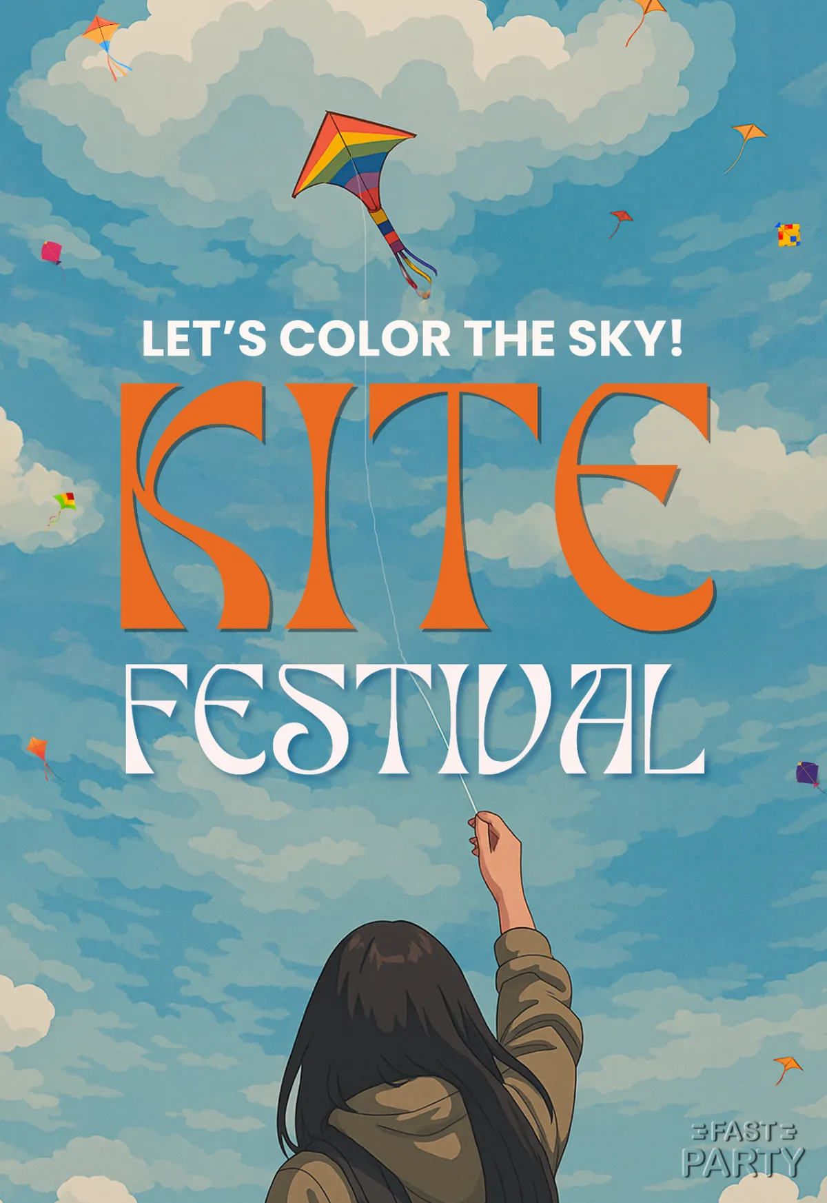 Kite Festival — Girl Flying a Kite