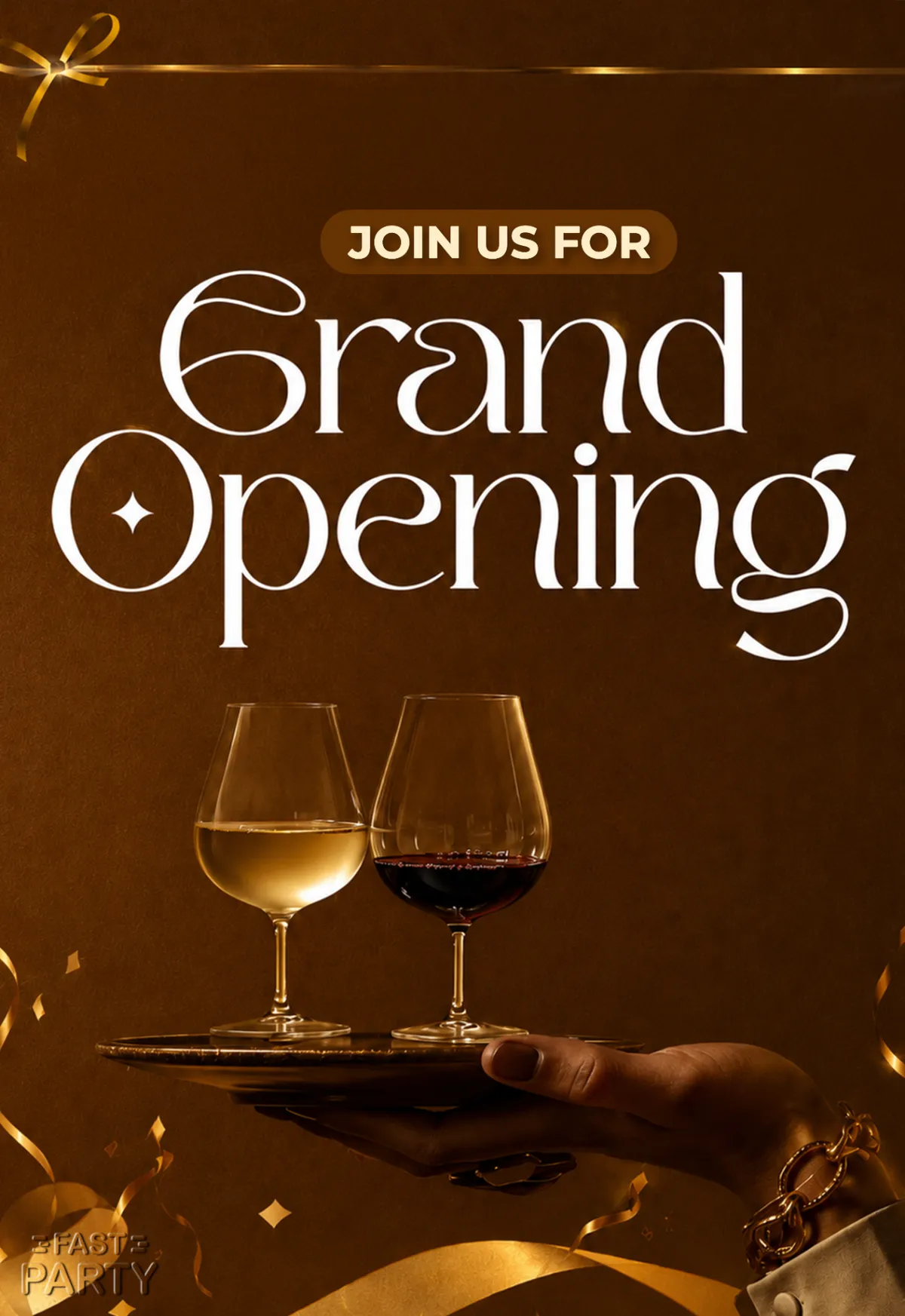 Grand Opening — Wine Glasses on Brown