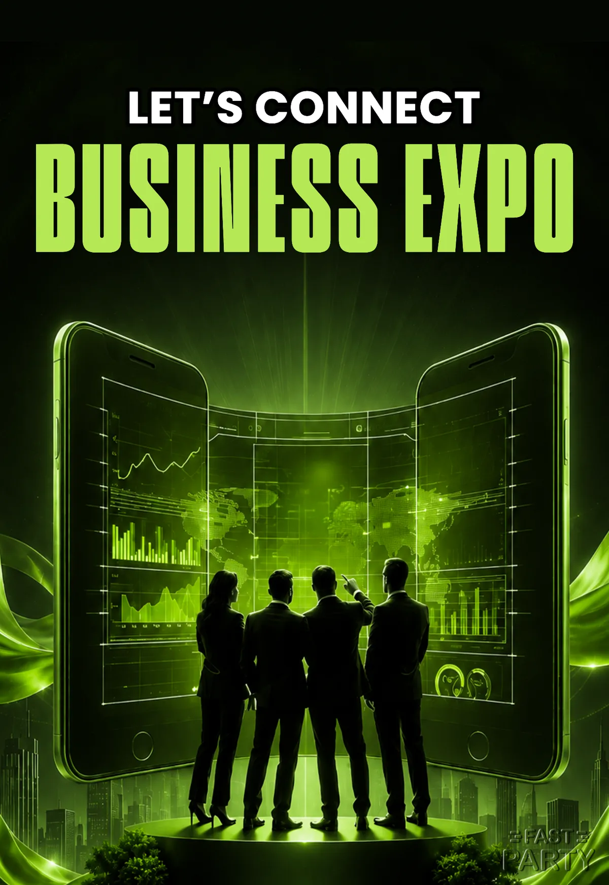 Business Expo — Neon Silhouettes