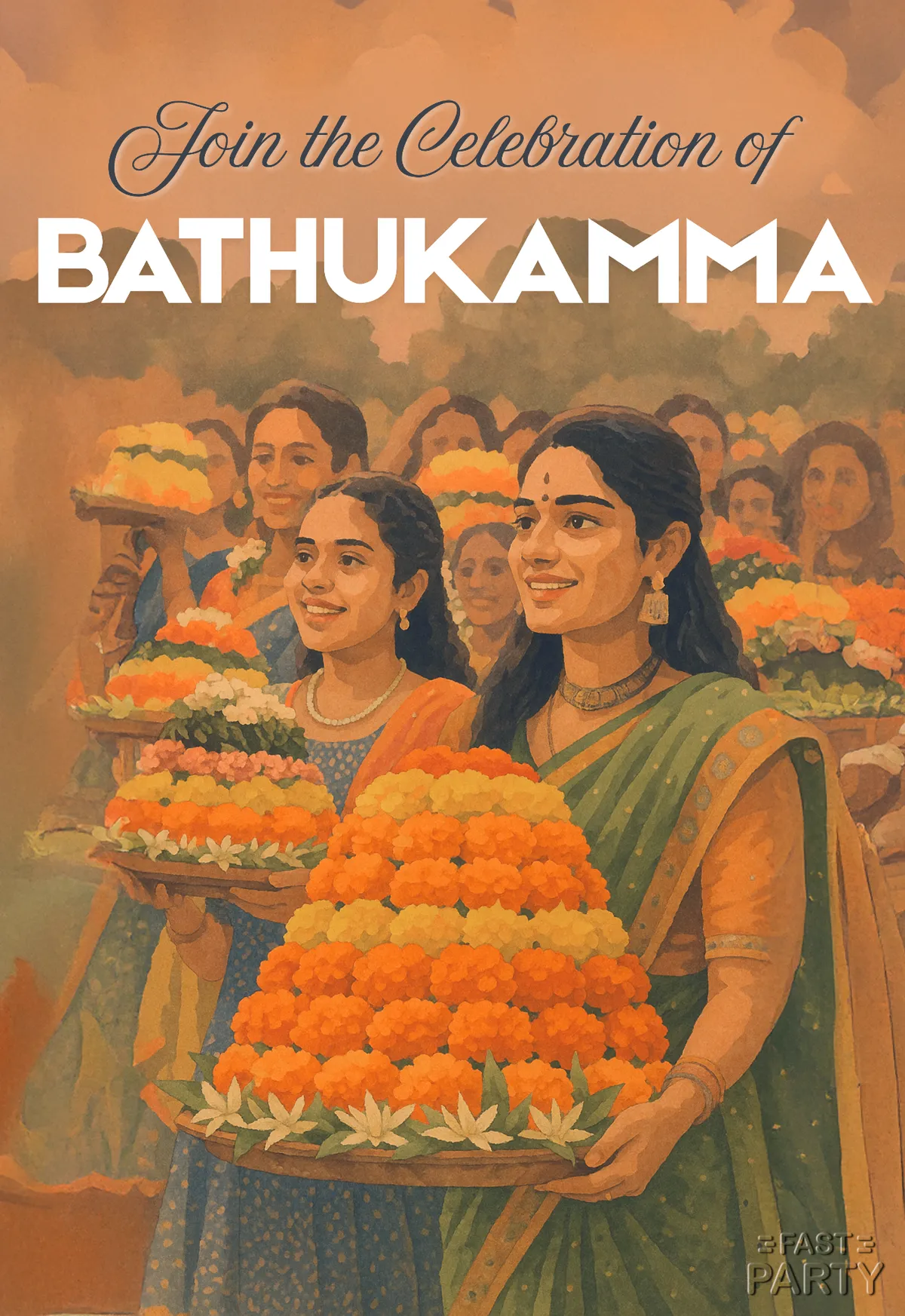 Bathukamma — Women with Flower Towers
