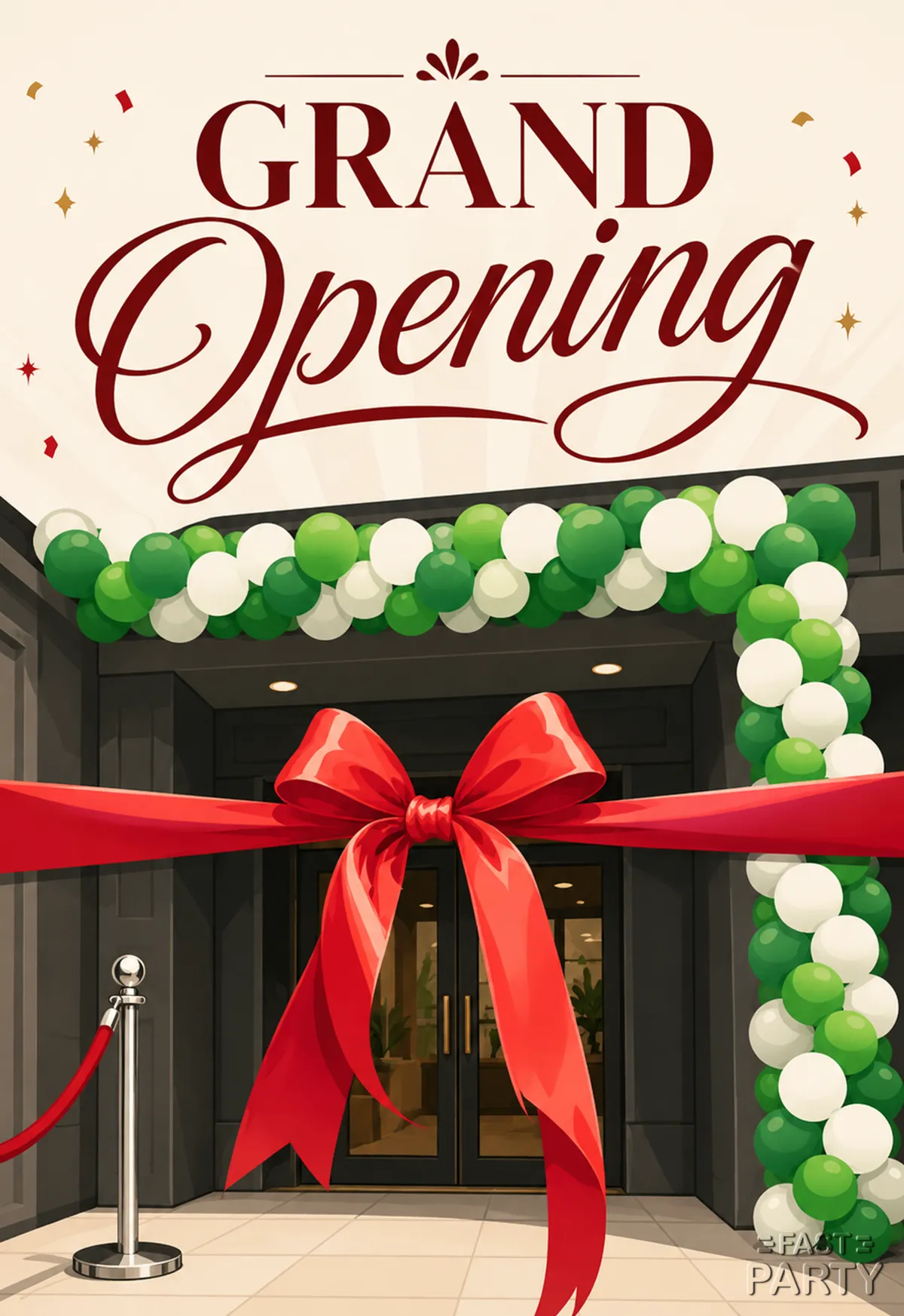 Grand Opening — Balloon Arch & Red Ribbon