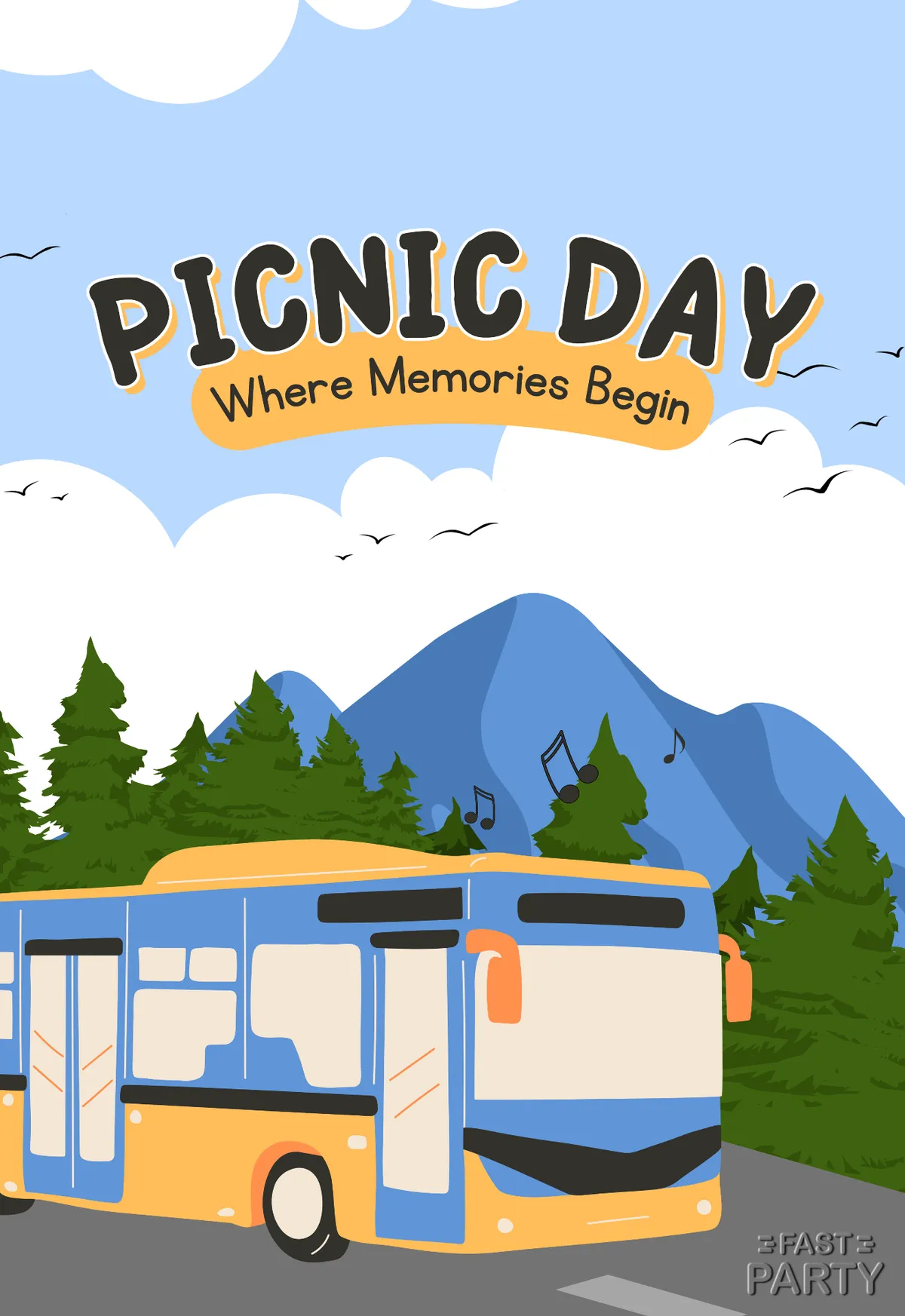 Picnic Day — School Bus to the Hills