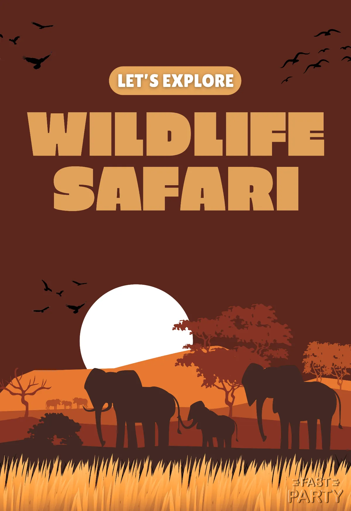 Wildlife Safari — Elephants at Sunset