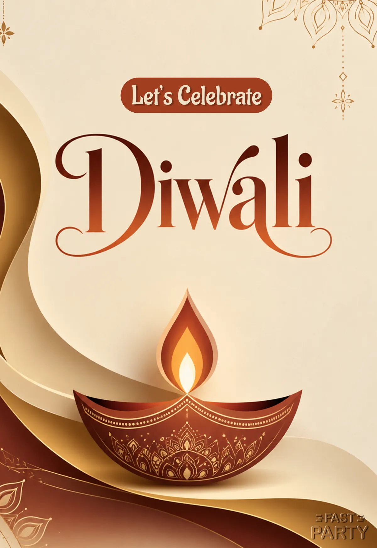 Diwali — Terracotta Diya on Cream