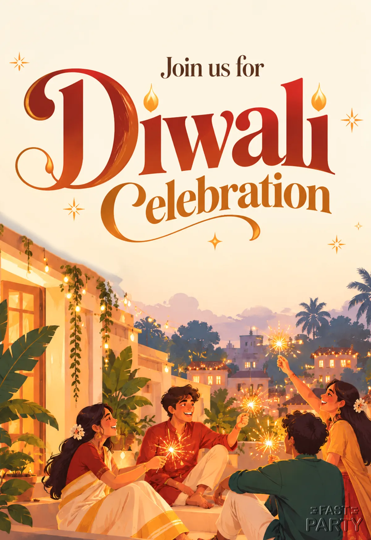 Diwali Celebration — Terrace with Sparklers