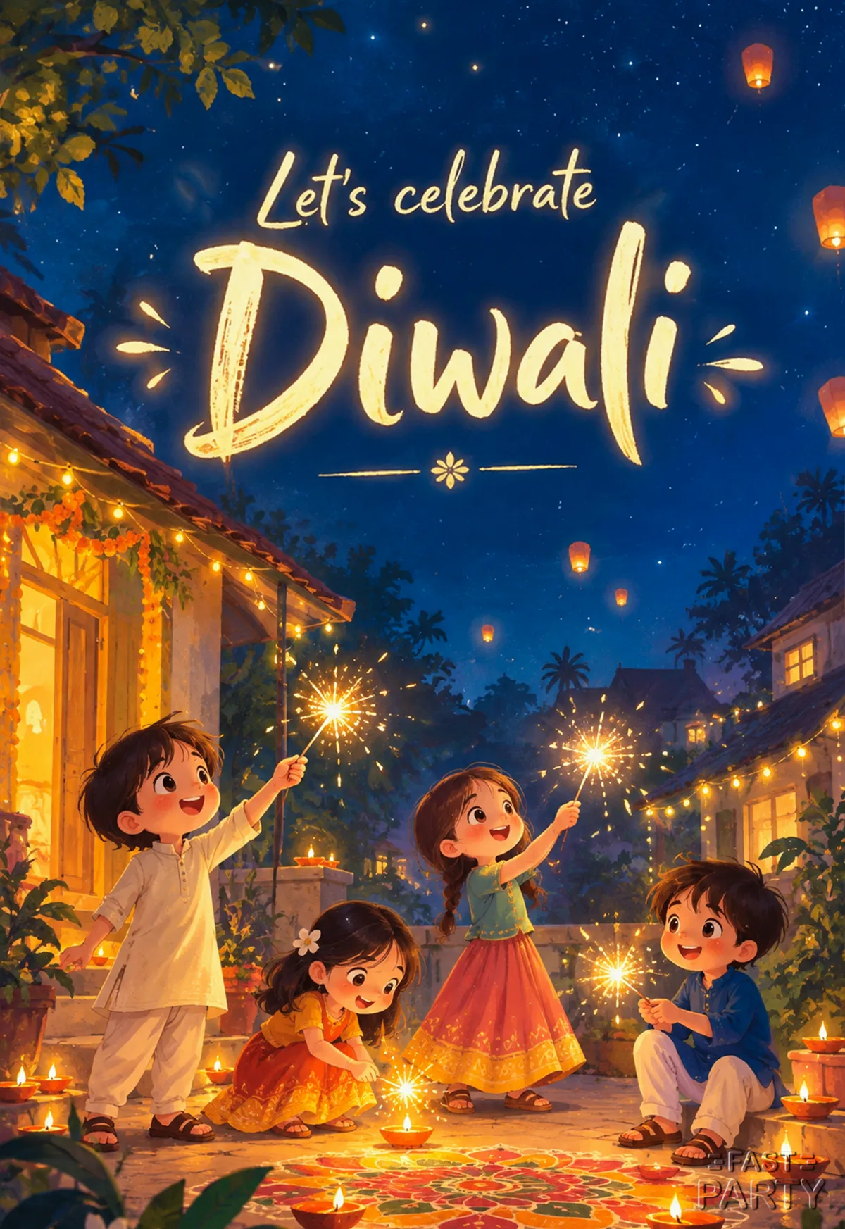 Diwali — Kids with Sparklers