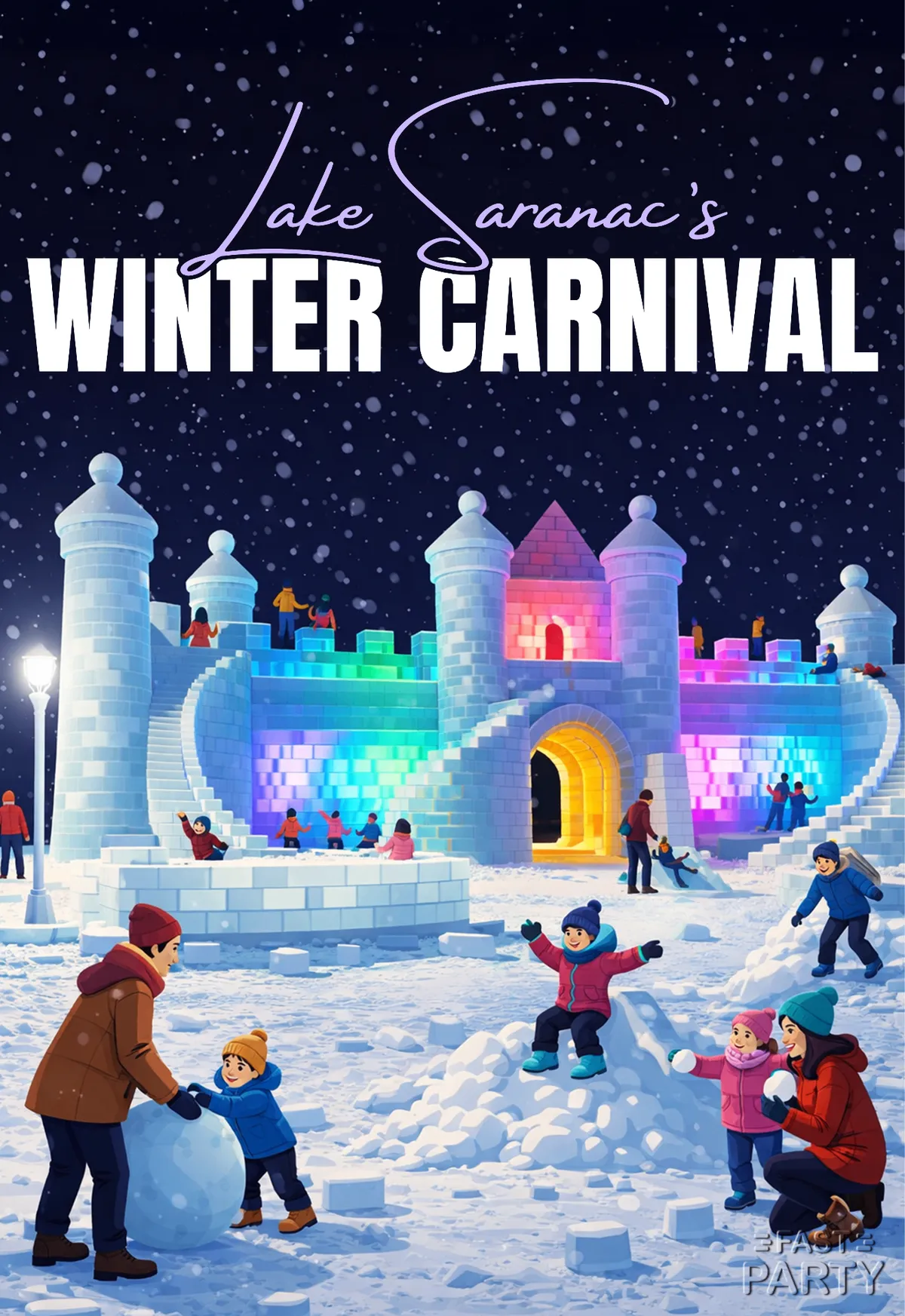 Winter Carnival — Ice Castle at Night