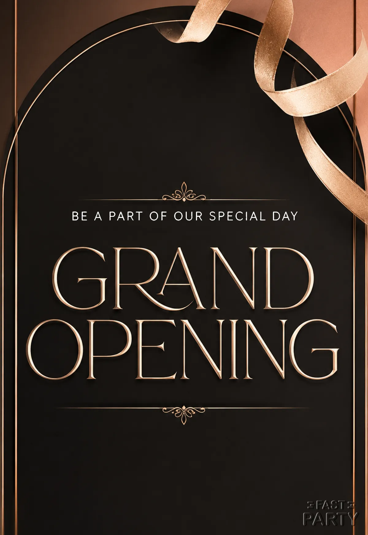 Grand Opening — Black and Gold Ribbon