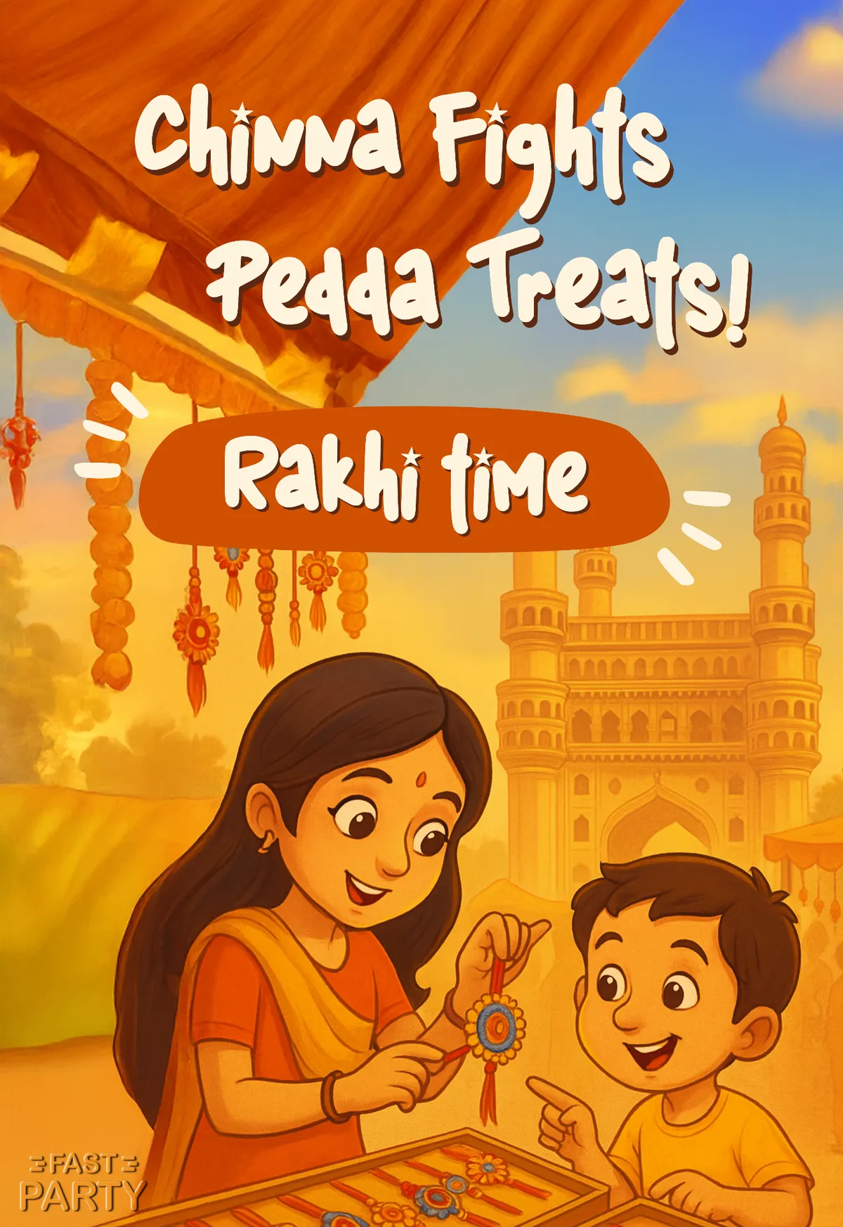Rakhi time invitation with a sister tying a rakhi on her brother
