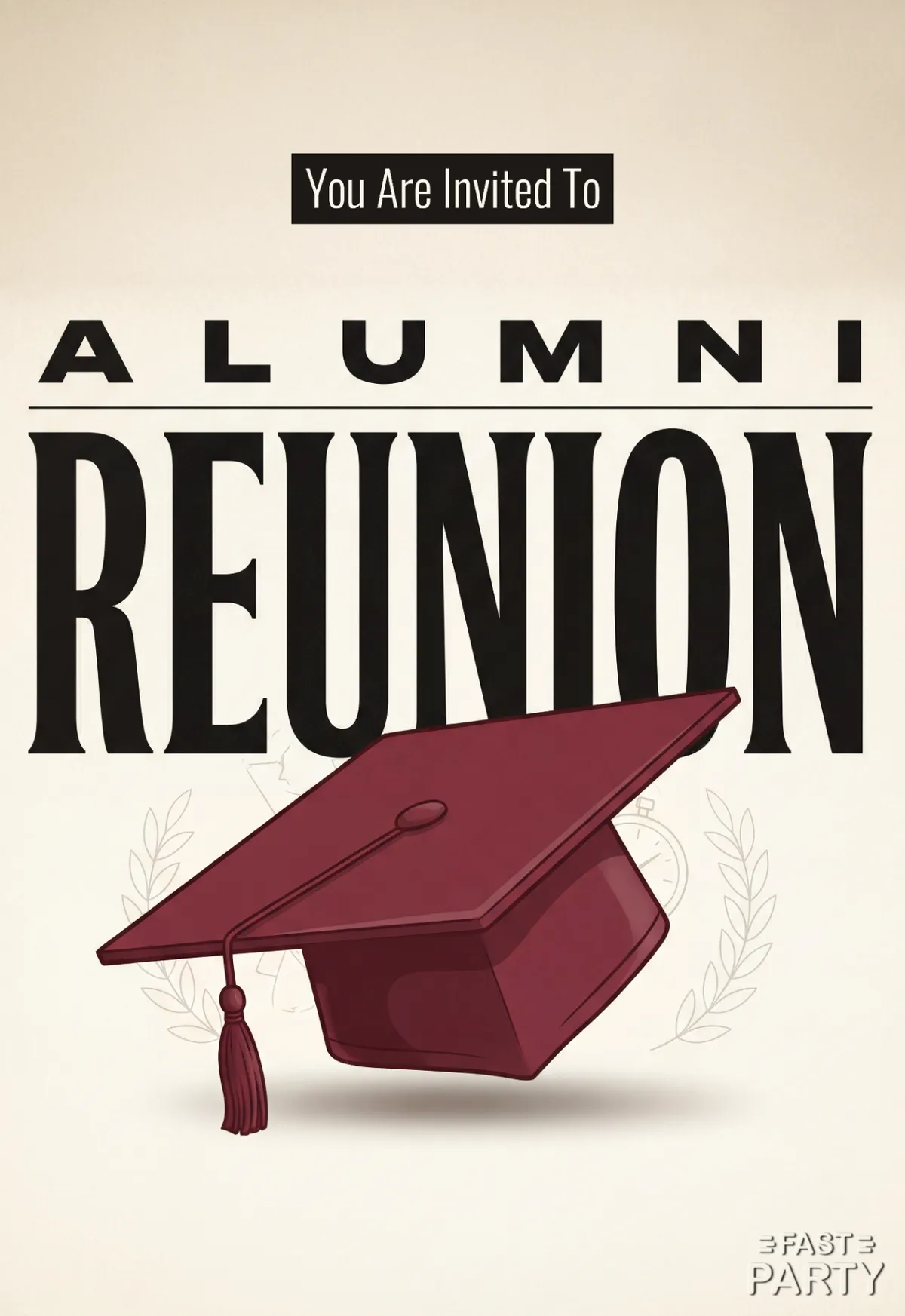 Alumni Reunion — Graduation Cap on Cream