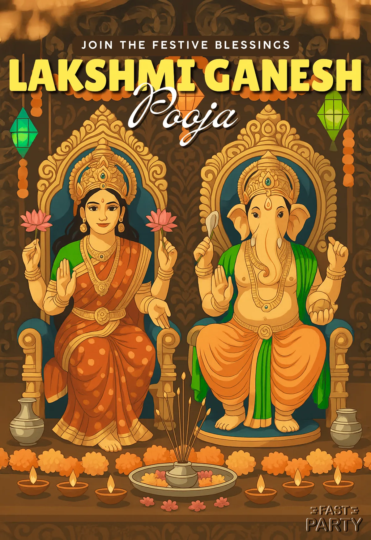 Lakshmi Ganesh Pooja — Seated Deities