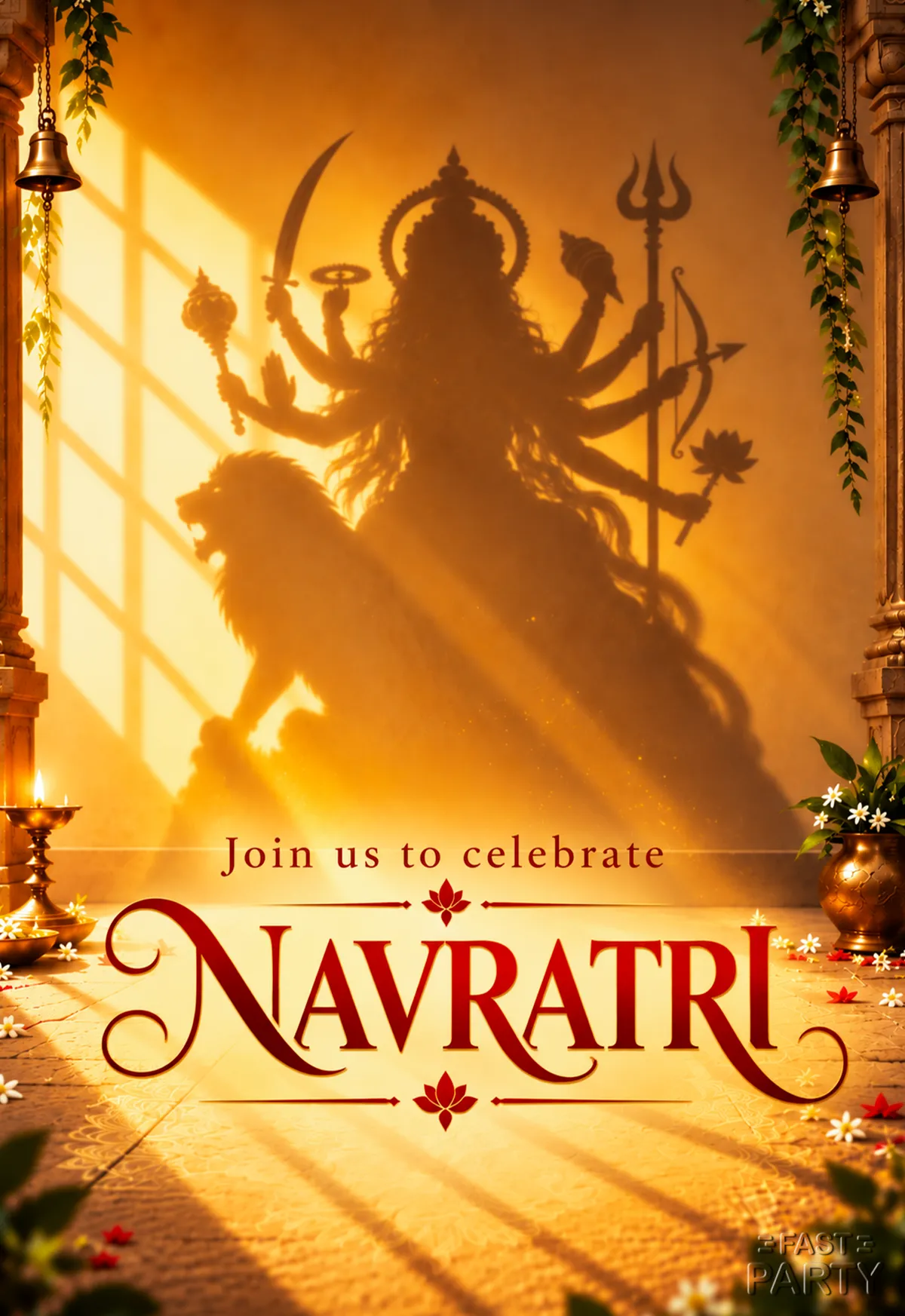 Navratri — Golden Durga Silhouette