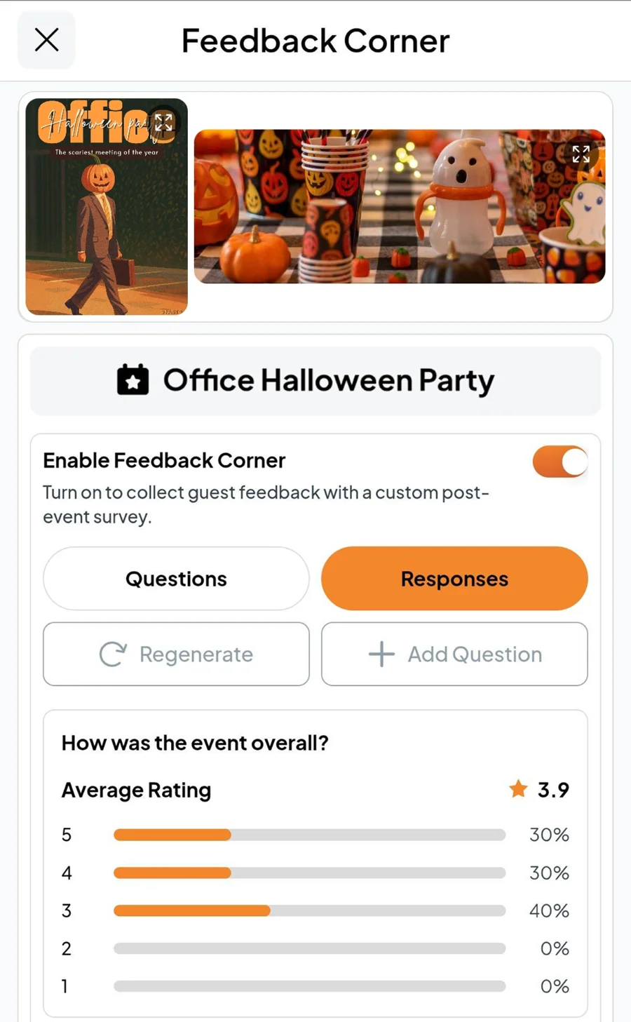 Fast Party Feedback Corner survey