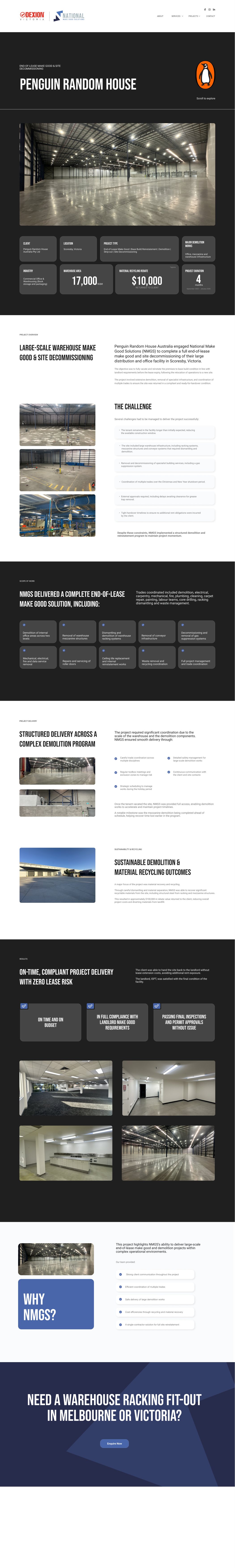 Case study web page for an end-of-lease make good project