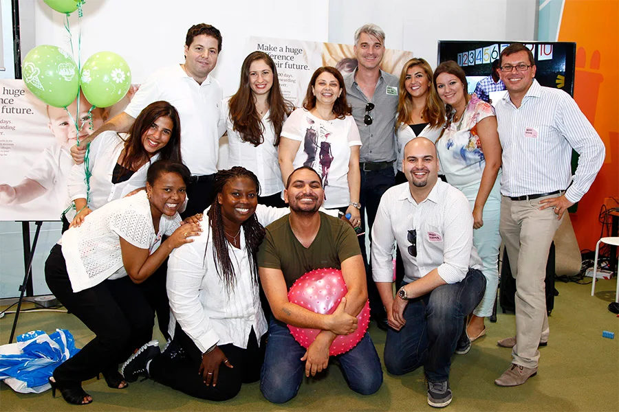 Team celebrating together at a company event