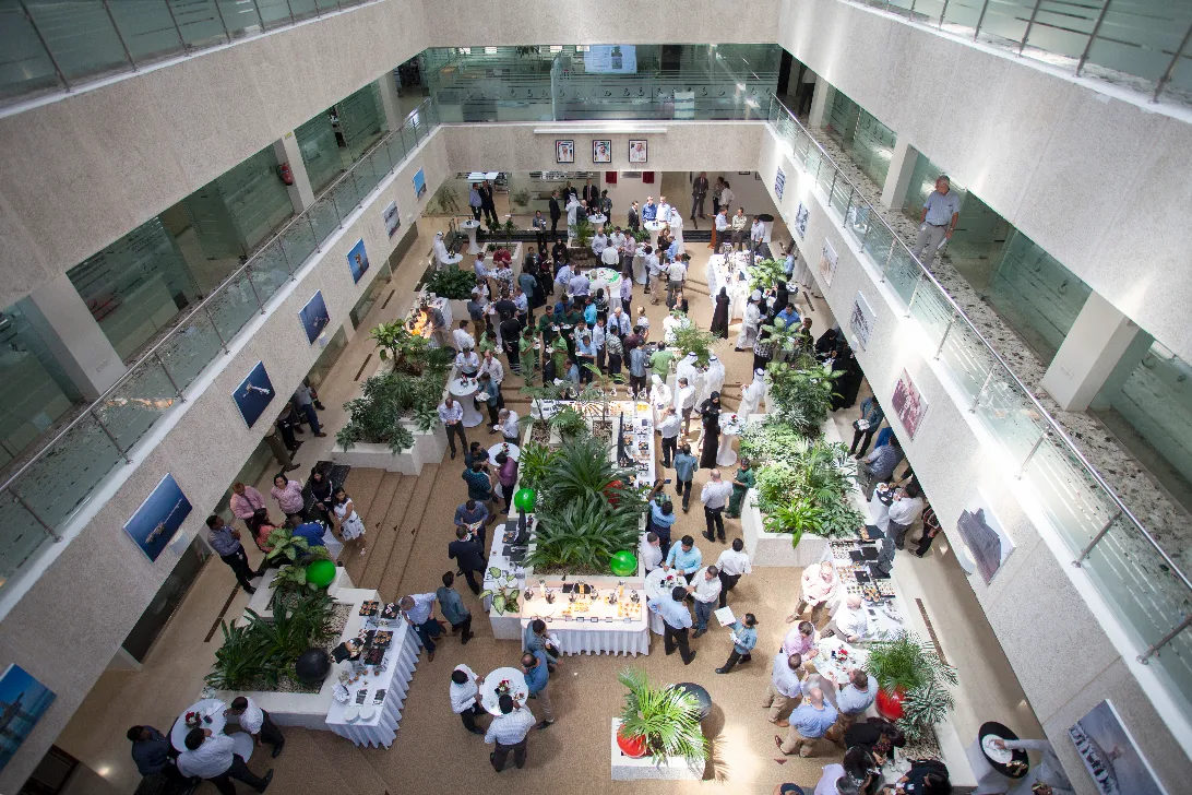 Guests talking at a corporate reception