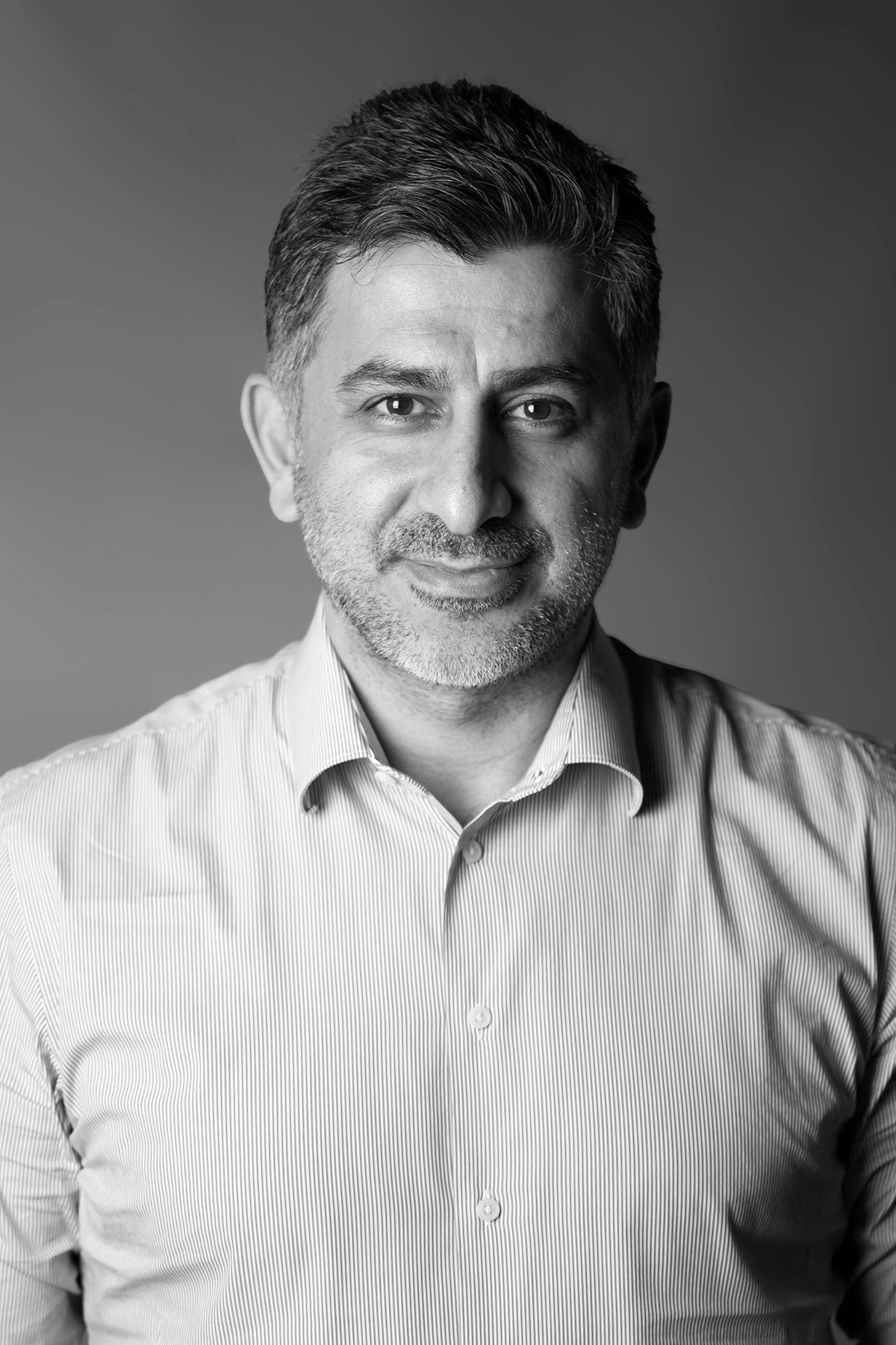 Black and white business headshot