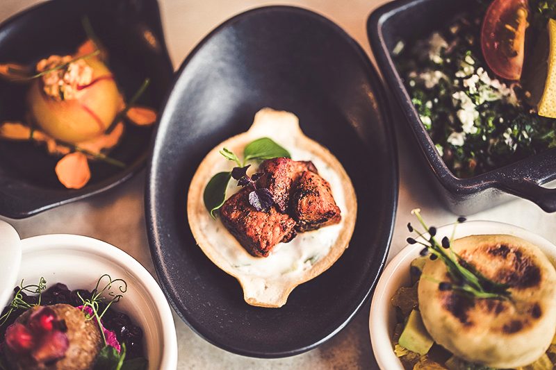 Spread of small plates shot from above