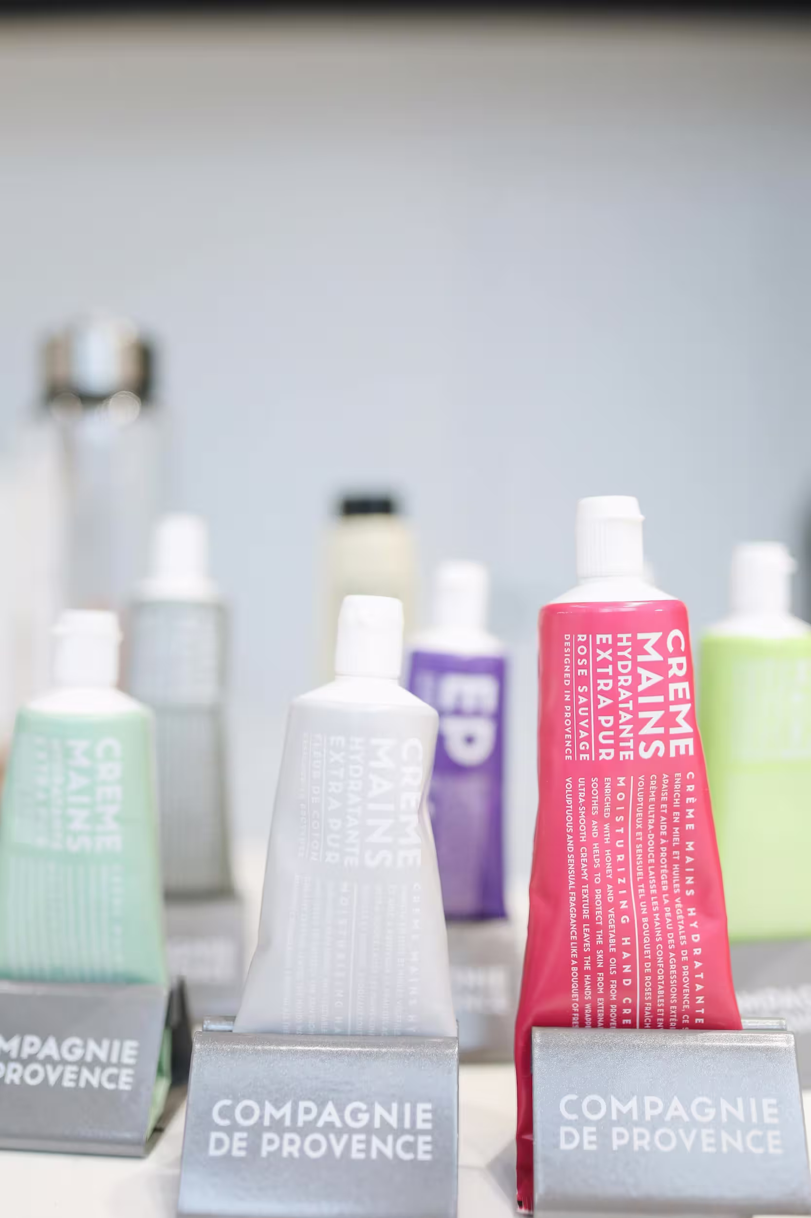 Colorful toothpaste tubes.