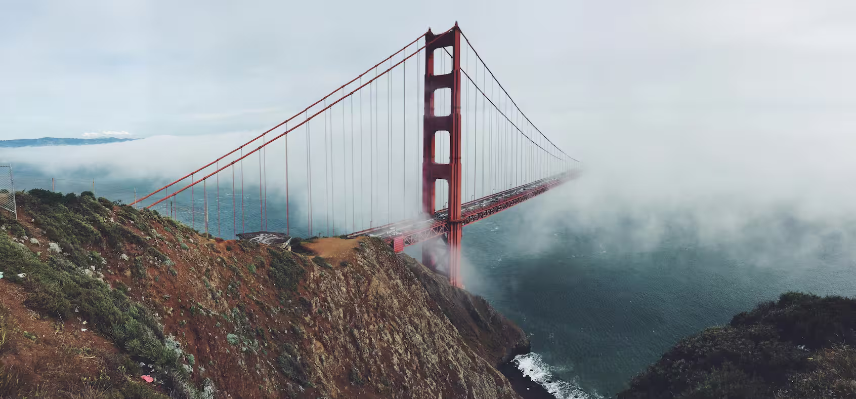 Golden Gate Bridge in the clouds