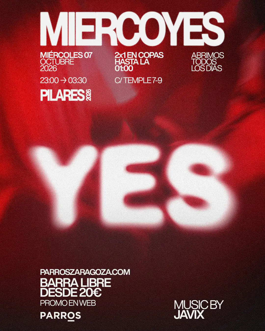 Pilares 2026 en Parros Zaragoza · MIERCOYES · 7 de octubre