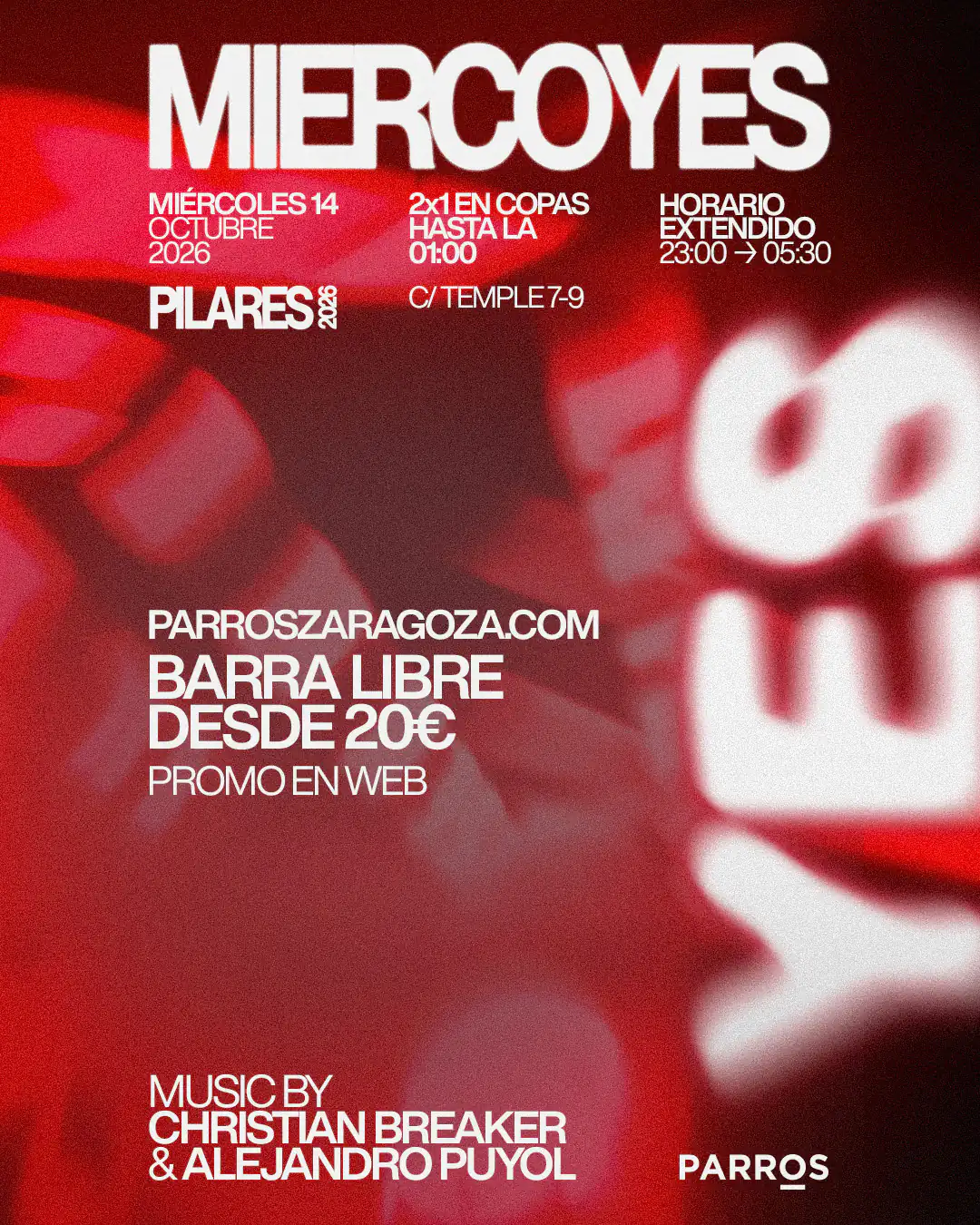 Pilares 2026 en Parros Zaragoza · MIERCOYES · 14 de octubre