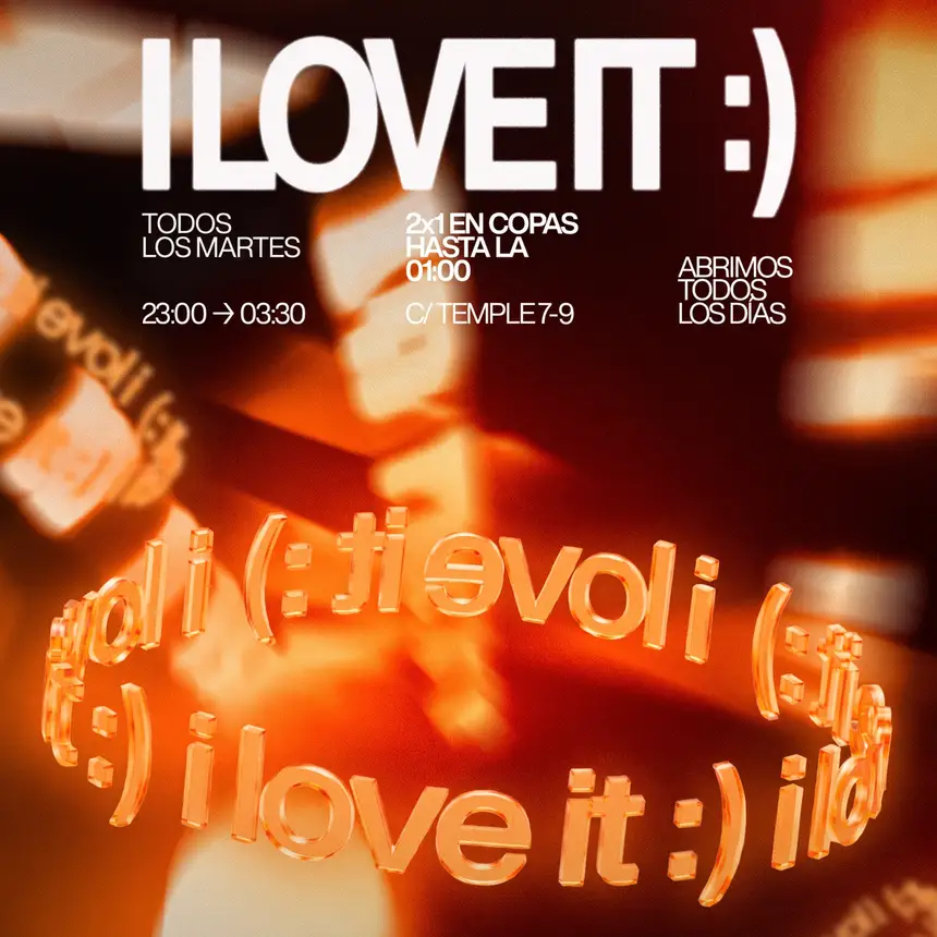 Cartel de I LOVE IT :), la fiesta de los martes en Parros Zaragoza