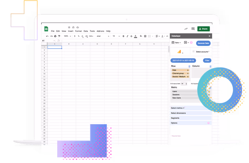 Dataslayer extension for Google Sheets help pull data from 45+ marketing resources into one sheet.