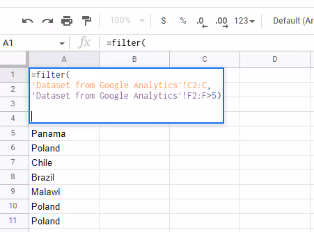 Marketers can to import data from another sheet using the FILTER function in Google Sheets.