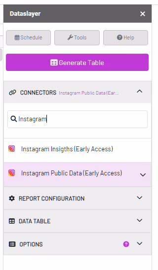Dataslayer helps to pull Instagram data for analytics. 