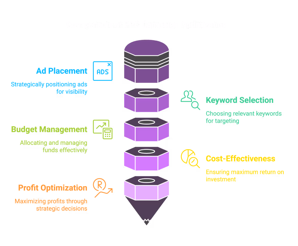 When optimizing a PPC campaign, you should focus on refining the budget, controlling costs, selecting effective keywords, and improving ad placement.