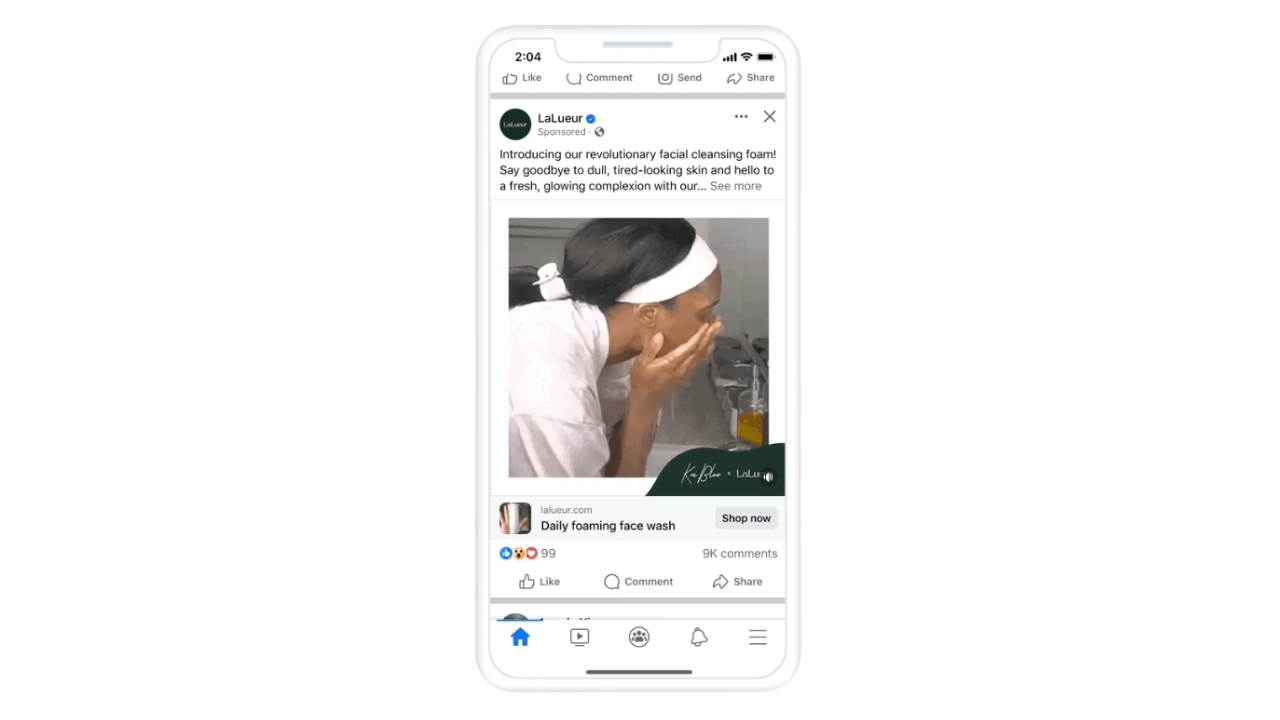 Ejemplo de un formato de anuncio en video de Meta con alto rendimiento utilizado para generar reconocimiento de producto en 2025.