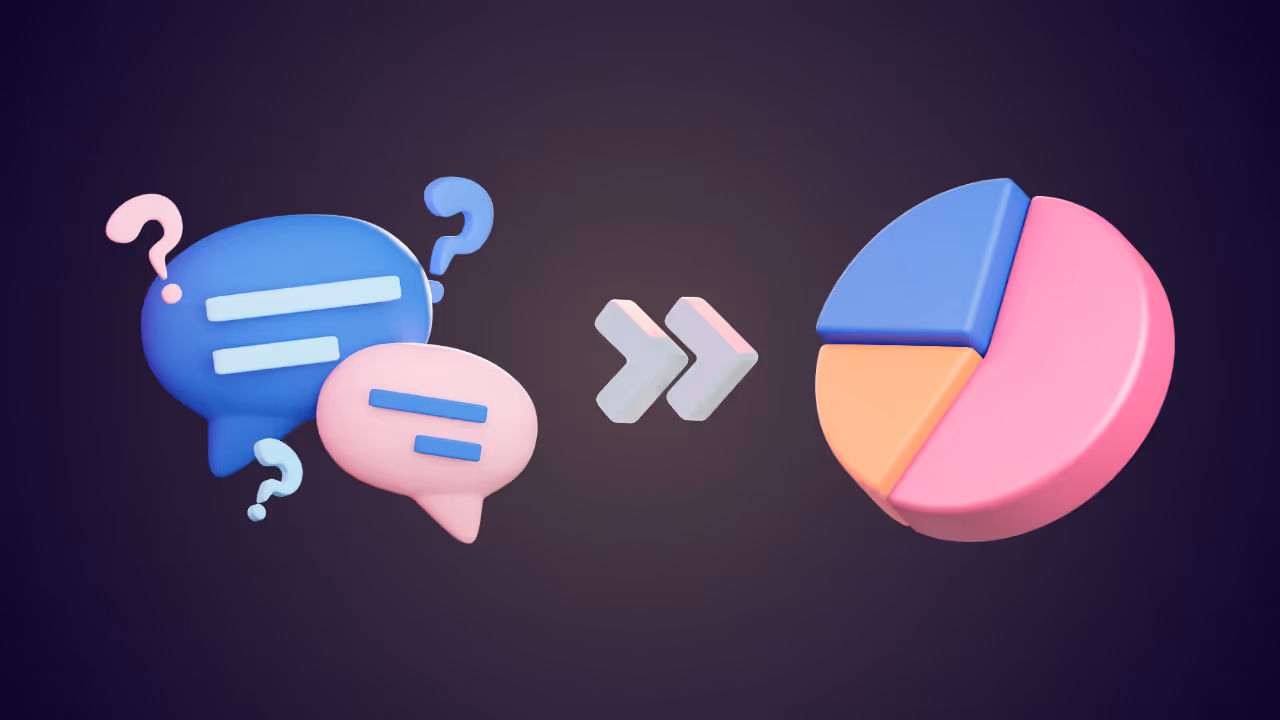 An illustration showing the transition from data questions to data visualization, symbolizing the power of Natural Language Processing (NLP) in marketing analytics