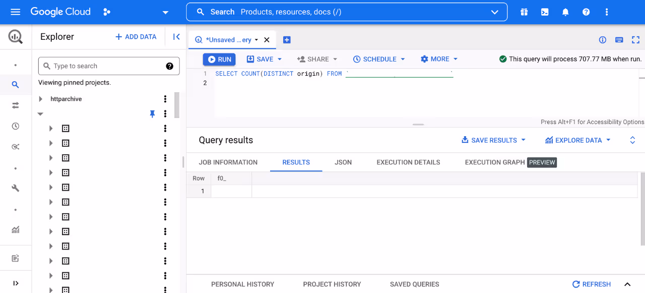 Google Cloud's BigQuery UI, displaying a SQL query environment where marketing teams can run complex queries to analyze large datasets, with the results providing insights into customer behavior and campaign performance.