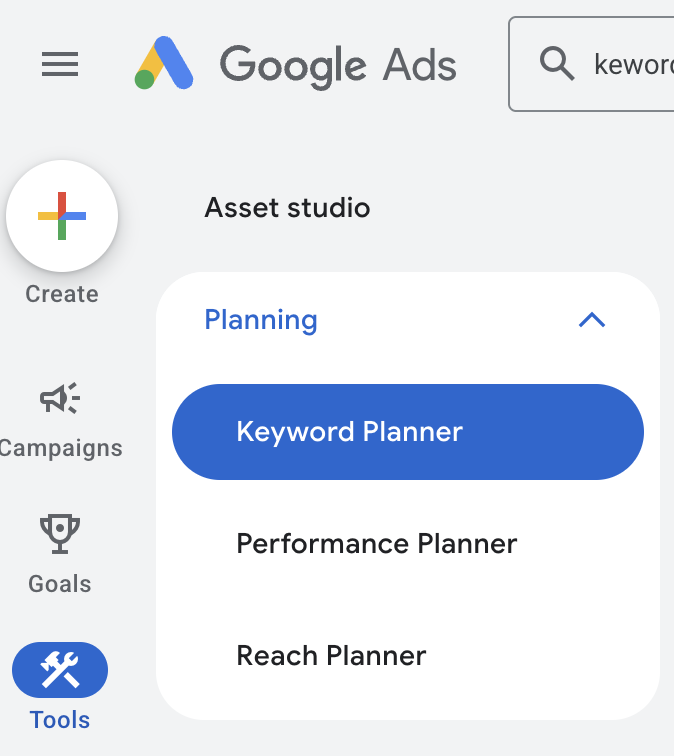 Google Keyword Planner in Google Ads