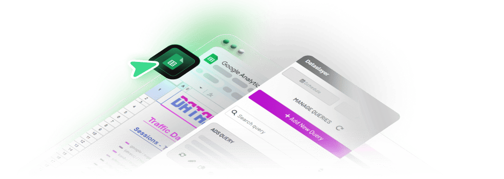 Screenshot showcasing Dataslayer integration and its Google Sheets add-on, one of the destinations for imported ad data.