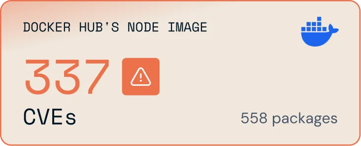 DOCKER HUB'S NODE IMAGE
(alert icon)
337 CVEs