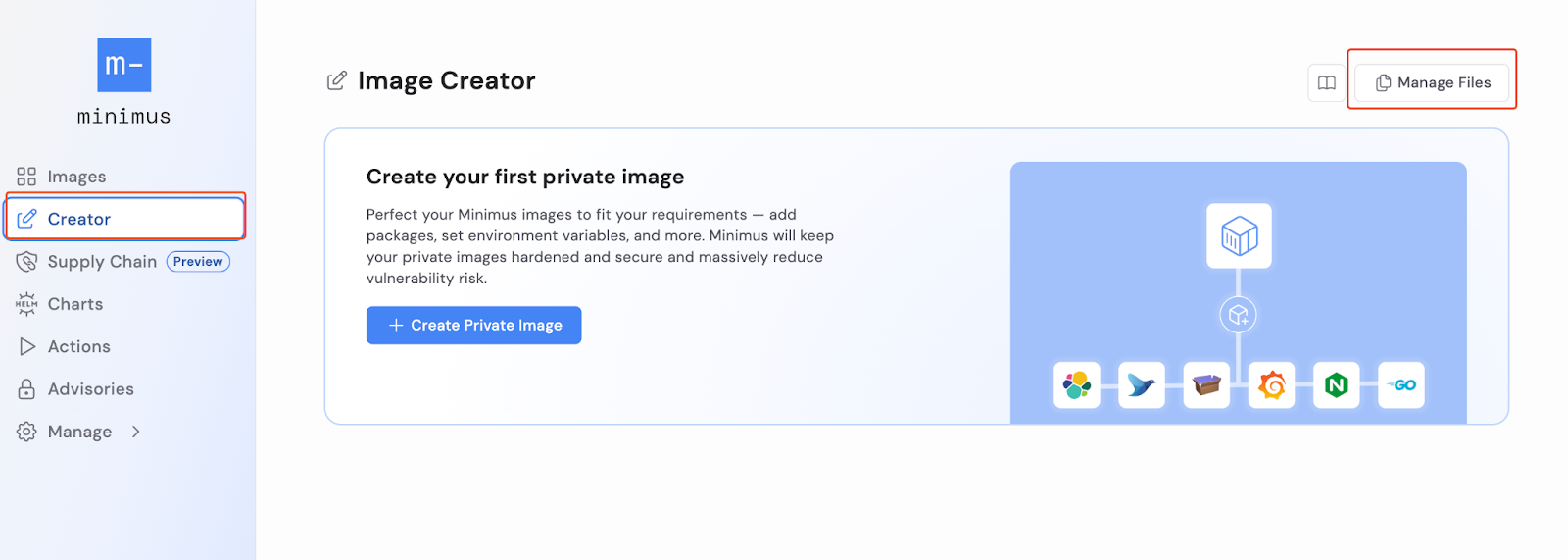 Minimus Image Creator interface