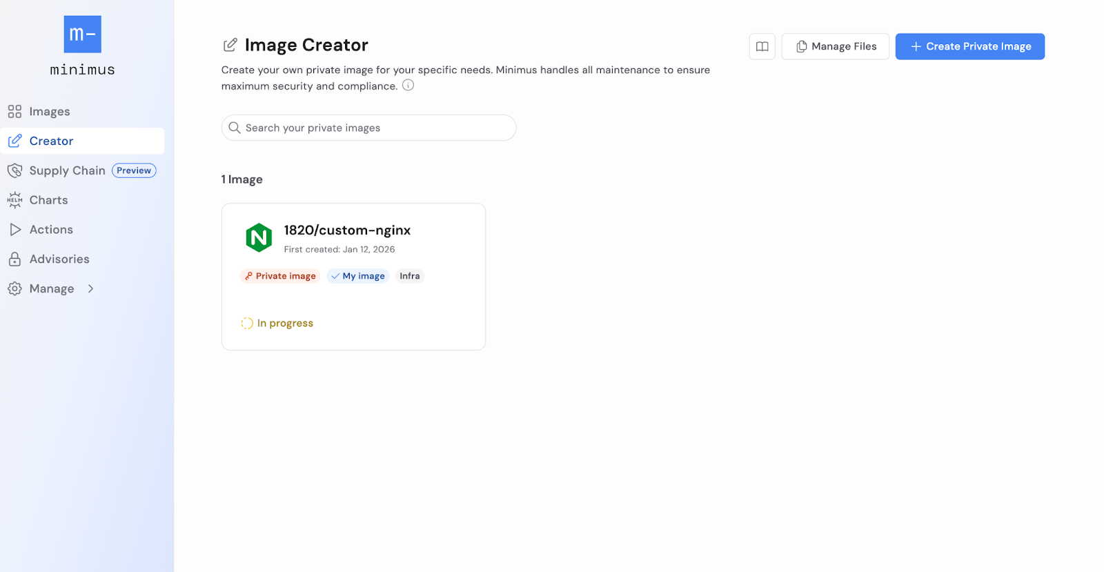 Custom Image inside Minimus Image Creator