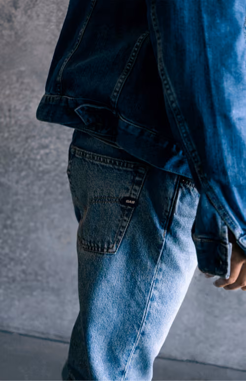 Gas Jeans: close-up of a denim jacket and jeans pocket