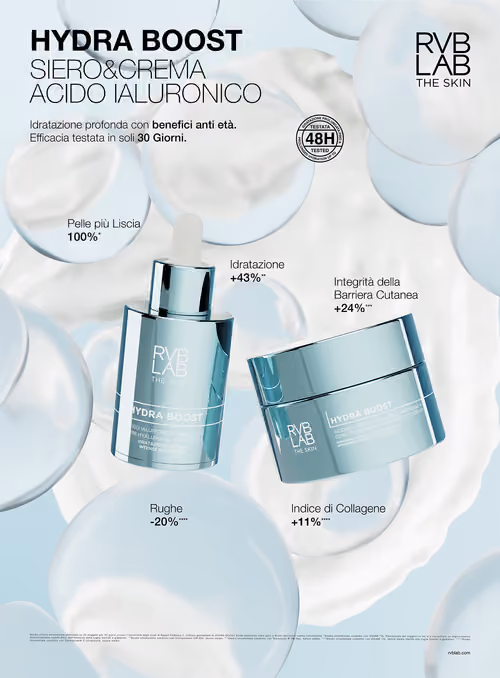 RVB LAB Hydra Boost serum and cream advertising poster