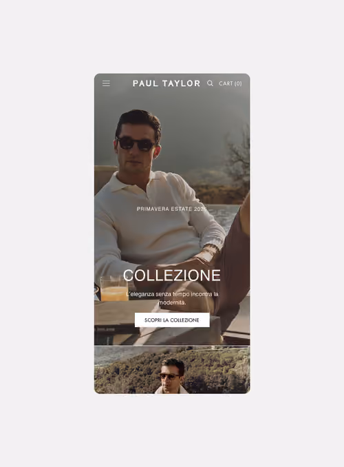 Paul Taylor Shopify collection page on mobile