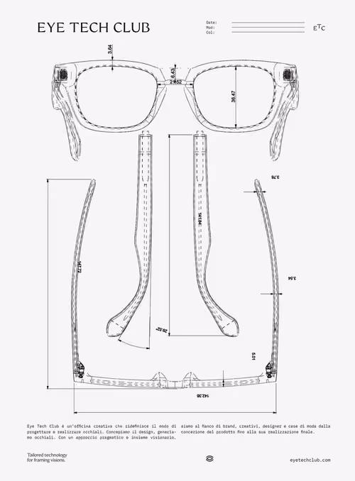 Eye Tech Club technical drawing of a frame