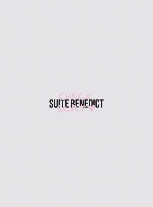 Suite Benedict logo with pink Check lettering