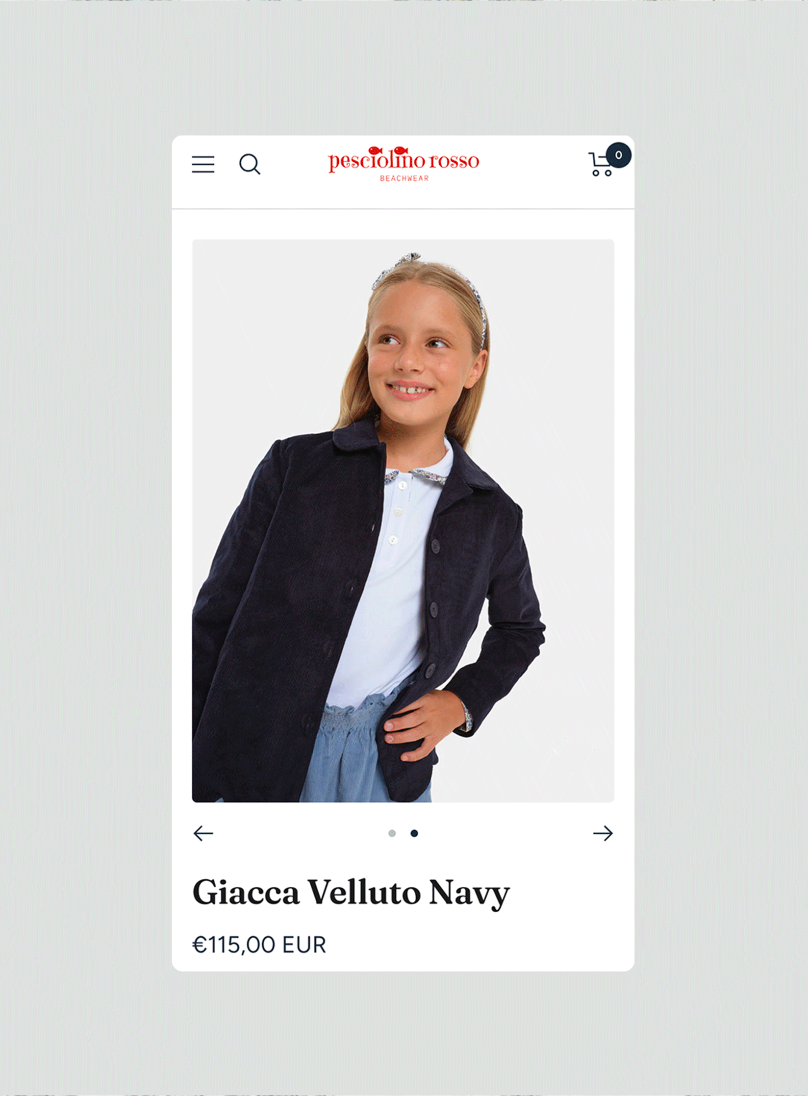 Pesciolino Rosso online store on mobile