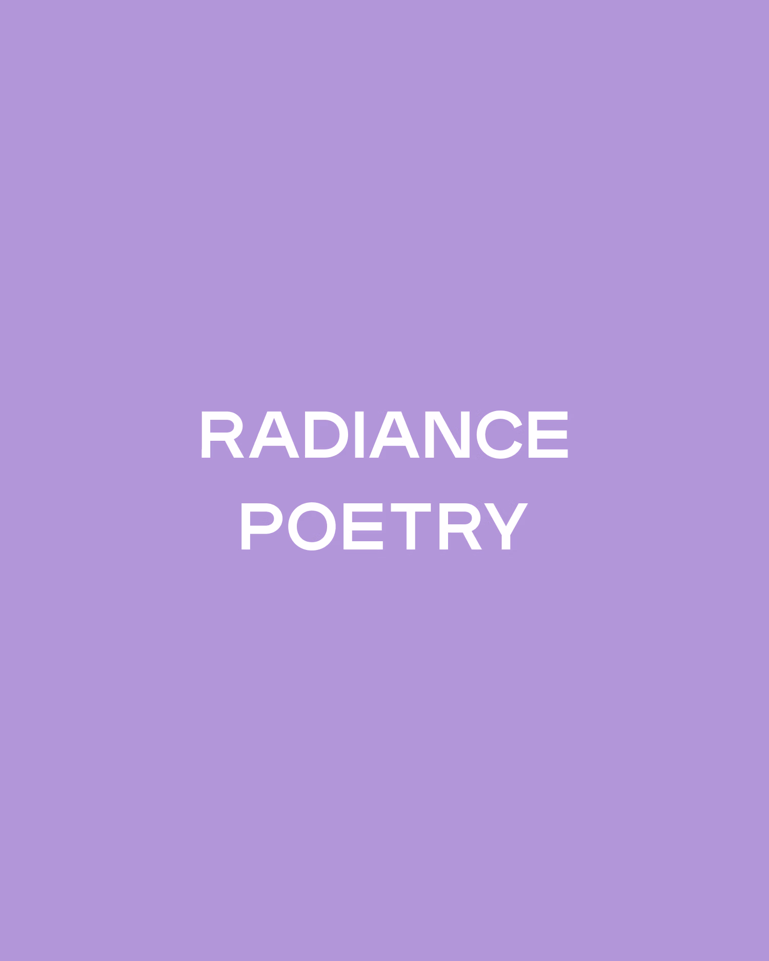 Radiance Poetry purple brand card with the logo