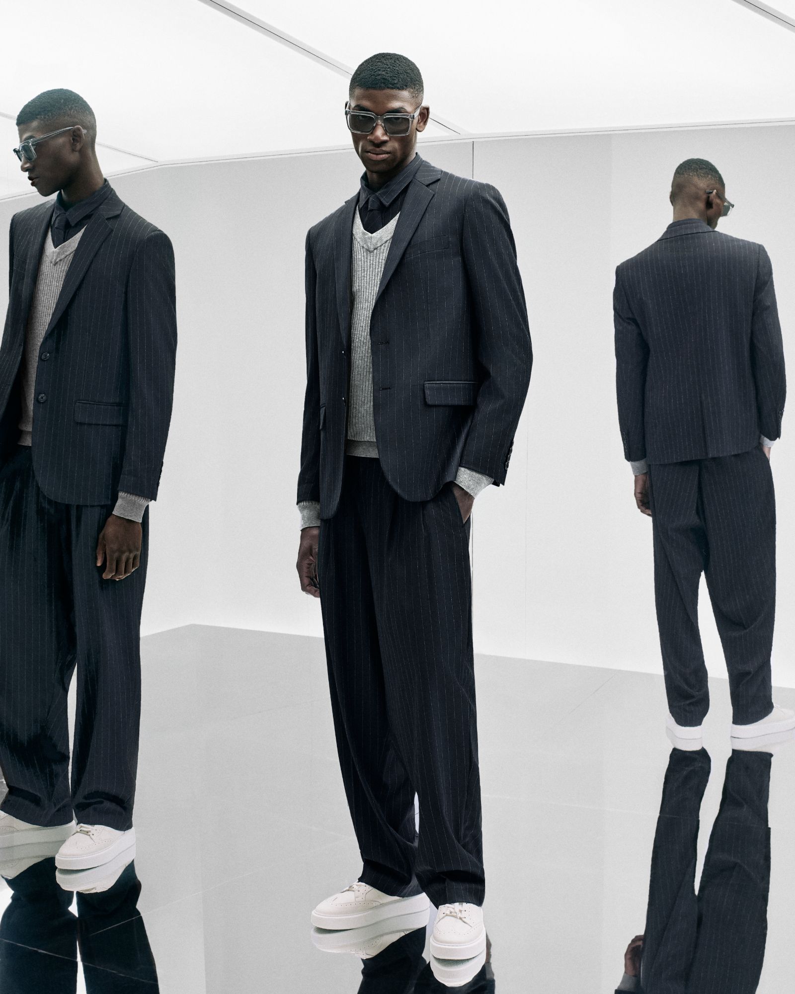 Antony Morato pinstripe suit with a grey knit vest